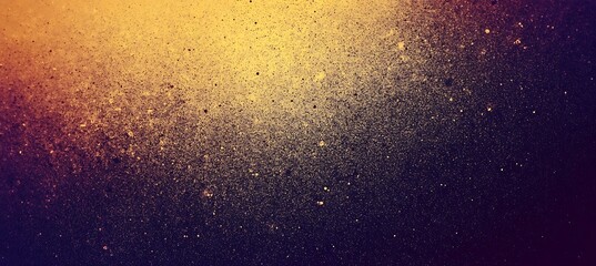 Grunge Texture, Golden Sprayed Paint Splatter on Dark Background, Grainy Surface