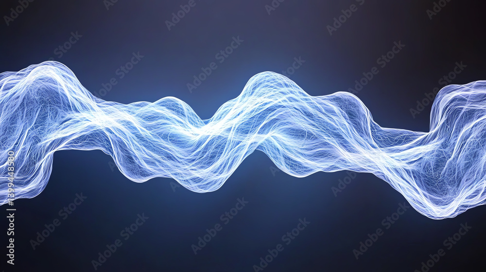 Poster Abstract representation of digital waves and energy in a dark background, showcasing modern technology and innovation.