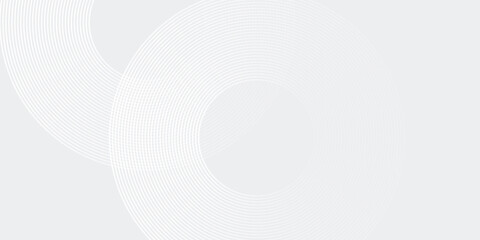 White glowing geometric lines on gray background. Modern shiny blue circle lines pattern. Futuristic technology concept simple