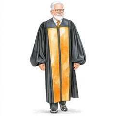 Portrait of an Older Man in a Black and Gold Robe