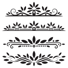 Vector Black silhouettes file of horizontal elements decoration design. with white background