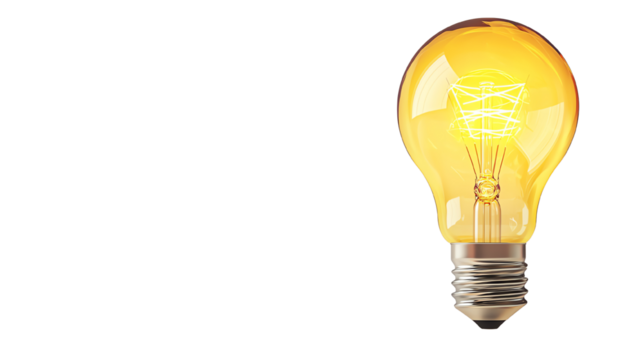 A glowing light bulb, symbolizing innovation and bright ideas, on a white isolated background.