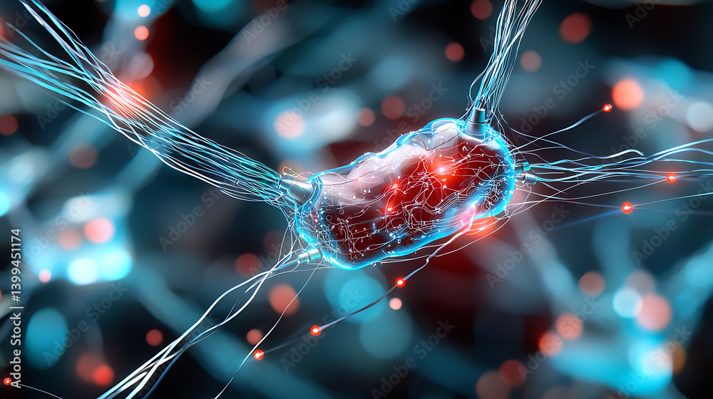 Poster neural connections and activity visualization digital space 3d render abstract environment close-up 
