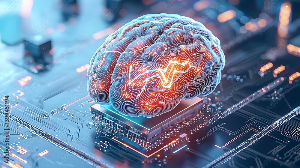 Poster advanced neural technology digital space 3d visualization cyber environment futuristic perspective b