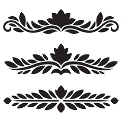 Vector Black silhouettes file of horizontal elements decoration design. with white background