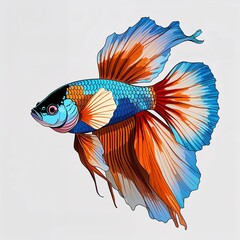 Fototapeta premium Betta Fish vector art illustration on plain white background