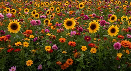 Sunlit Symphony of Blooms AI Generated