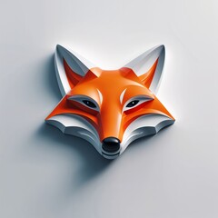 Obraz premium Fox 3d logo concept art design in plain white background