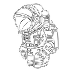 Doodle of a Cosmonaut in Space Suit Outline
