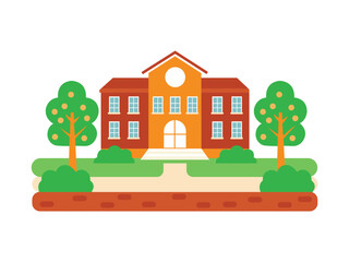 School Building Vector Illustration - Modern and Colorful Educational Institution Design.