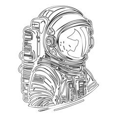 Bold Line Art: Astronaut in Space Suit Outline