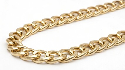 Obraz premium Seamless Golden Metal Chain Isolated White background.massive golden braided chain bracelet on a white background