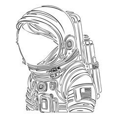 Stylized Astronaut in Space Suit Line Art Design