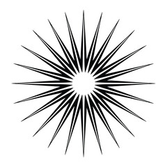Fototapeta premium Starburst Line Art, Silhouette, Vector, Icon, Logo, White Background.