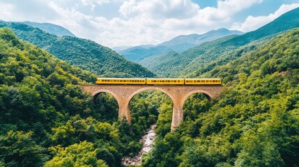 Scenic Train Bridge Over Mountain Valley