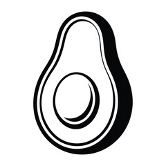 Avocado Line Art, Silhouette, Vector, Icon, Logo, White Background.