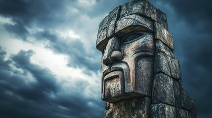 A colossal stone guardian standing at the gates of the ancient city, watching over the homeland, --ar 16:9 --v 6.1 Job ID: 26829565-10bb-4567-8c37-ab3ecc3d504b