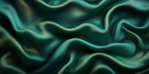 Obraz premium High-resolution close-up image of draped teal silk fabric with subtle textured highlights and deep shadows