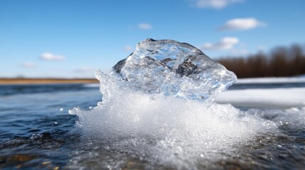 Obraz premium Ice formation on thawing water
