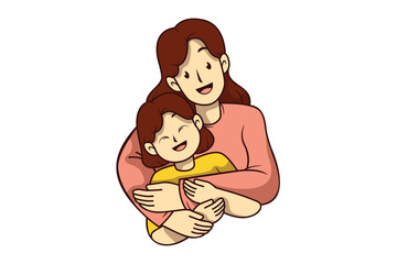 Happy mothers day illustration of mother and daughter