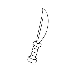 A knife is drawn in black and white
