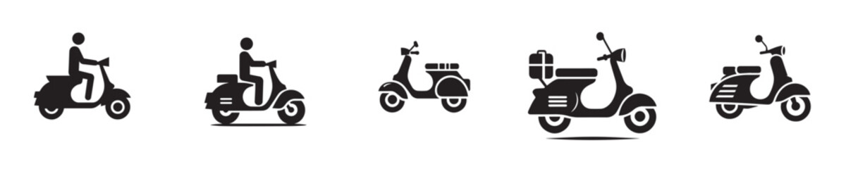 Obraz premium set of scooter silhouette icon vectors