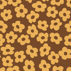 seamless pattern with vintage vector groovy flowers. modern elements. stylized flowers silhouettes. abstract art for surface design, textile, stationery, wrapping paper and covers