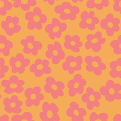 seamless pattern with vintage vector groovy flowers. modern elements. stylized flowers silhouettes. abstract art for surface design, textile, stationery, wrapping paper and covers