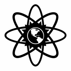 Atomic silhouette vector black on white