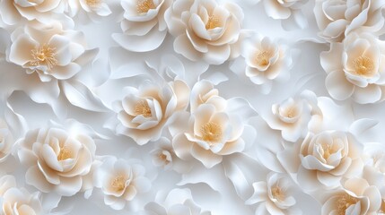 Elegant Floral Design Featuring Soft Cream Flowers on a Smooth Background for Stylish Home Decor and Textile Patterns