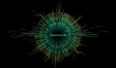 Illustration of abstract stream. Artificial intelligence. Big data, technology, AI, data transfer, data flow, large language model, generative AI © Krot_Studio