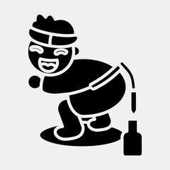  Icon put the pencil in the bottle. Indonesian independence day celebration elements. Icons in glyph style. Good for prints, posters, etc
