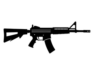 Crossed AR-15 Rifle Vector Silhouettes & SVG Icon, Crossed AR-15 Vector Design