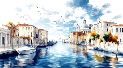 Obraz premium Venetian Canal Sunset: Rich Details of Venice Architecture in Sepia Tone Oil Painting Aesthetic