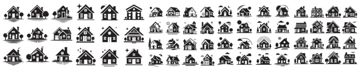 vector set of silhouette houses
