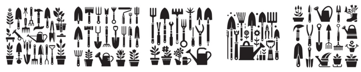 vector set of gardening tools
