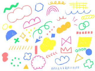 手描きあしらセット　幾何学模様　クレヨン