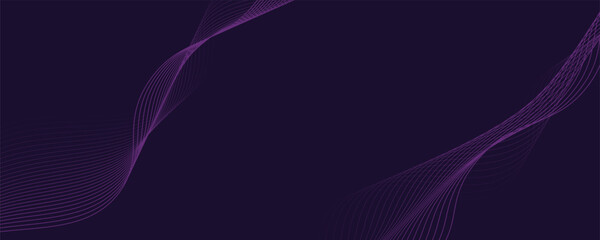 Purple background with flowing wave lines. Futuristic technology concept. Vector illustration
