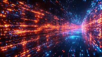 Fototapeta premium Data stream flowing in cyberspace, binary code background