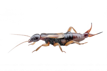 Detailed Earwig Insect in Defensive Pose Transparent Background