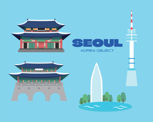 한국 도시 여행 랜드마크 오브젝트 01 