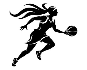 Female Basketball Player Vector & SVG Silhouettes, Female Player Icon Vector