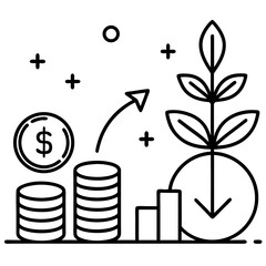 Economic Prosperity Graphic with Stacked Coins