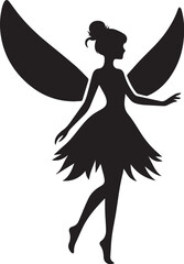 Beautiful Fairy silhouette black vector Illustration