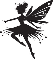 Beautiful Fairy silhouette black vector Illustration