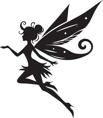 Beautiful Fairy silhouette black vector Illustration