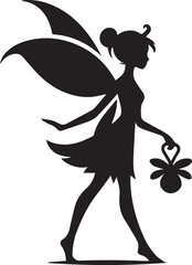 Beautiful Fairy silhouette black vector Illustration