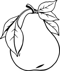 A Delicate Illustration Of A Pale Yellow Pear With Leaves