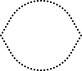 Dashed line basic geometric shapes. Dashed outline of circle, oval, square, triangle and star. Icon of cut frame.