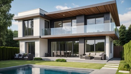Fototapeta premium Elegant Contemporary Home Architecture in Stunning Detail